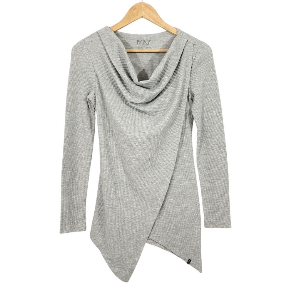 Marc New York Thermal Waffle Knit Draped Cowl Neck Tunic in Light Grey Size S - Picture 8 of 9